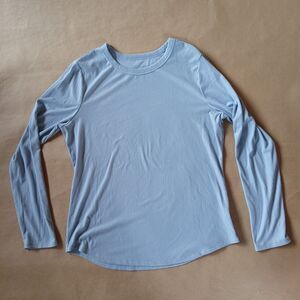 Ice blue Ribbed Long Sleeve Shirt Size XXL Light Blue Basic Top